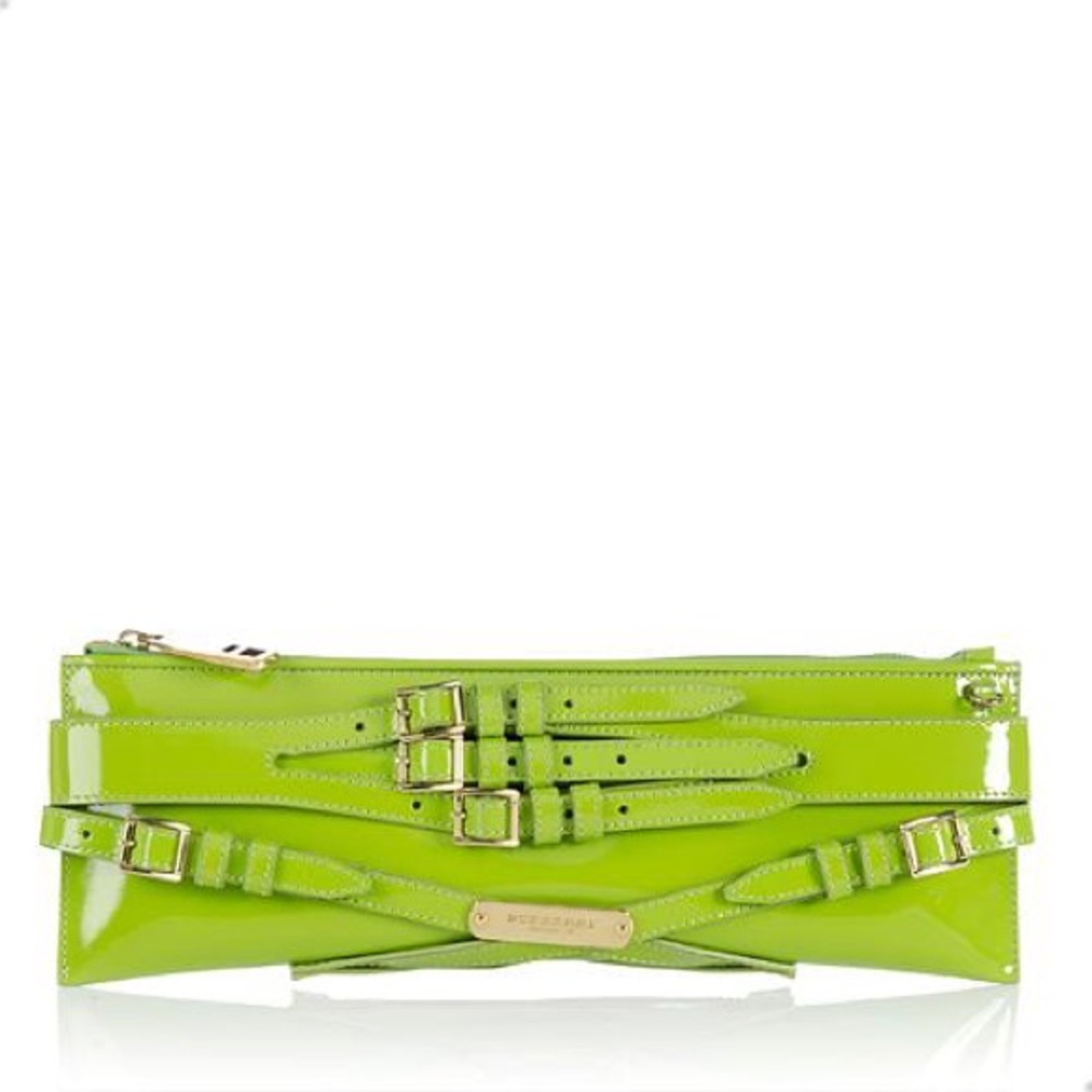 SS11 Burberry Prorsum Lime Green Patent Clutch